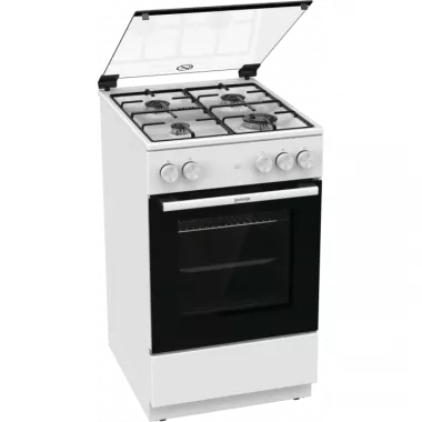 Gorenje GG5A13WJ gáztűzhely, 50 cm, fehér, szikragyújtás a sütőben is, homemade plus, silvermatte zománc, üveg dísztető