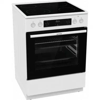Gorenje GECS6C70WPA elektromos tűzhely, 60 cm, gőzfunkcióval, fehér, aquaclean tisztítás, airfry, gyors előmelegítés, teleszkópos sütősín
