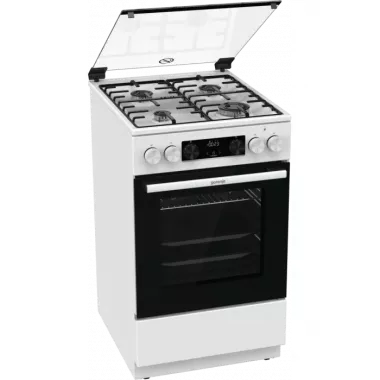 Gorenje GK5C62WH kombinált tűzhely, 50 cm, 70 l, led kijelző, teleszkópos sütősín, gyors előmelegítés, airfry, üveg dísztető, fehér