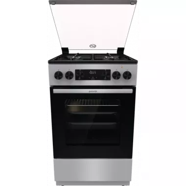 Gorenje GK5C41SJ kombinált tűzhely, 50 cm, 62 l, led kijelző, üveg dísztető, pizza funkció, aquaclean tisztítás, szürke szín