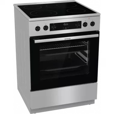 Gorenje GECS6C70XPA elektromos tűzhely, 60 cm, gőzfunkcióval, inox, aquaclean tisztítás, airfry, gyors előmelegítés, teleszkópos sütősín