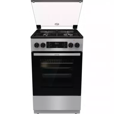 Gorenje GK5C62SH kombinált tűzhely, 50 cm, 70 l, led kijelző, teleszkópos sütősín, gyors előmelegítés, airfry, üveg dísztető, szürke