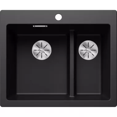 Blanco Pleon 6 Split InFino Silgranit mosogató, egyenes vonalú kialakítás, nagyméretű csaptelepsáv, c-overflow túlfolyó, infino lefolyórendszer /fekete/