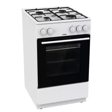 Mora P2241AW1 gáztűzhely, 50 cm, 4 főzőzóna, alsó sütés, 1 lapos sütőtálca, 1 sütőrács, tető nélkül