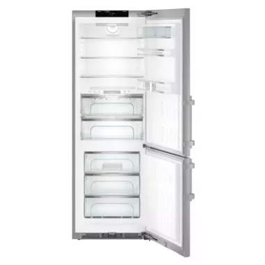 Liebherr CBNes 5775 alulfagyasztós kombinált hűtőszekrény, nemesacél, 70 cm széles, 201 cm, nofrost, biofresh, duocooling, érintővezérlés, powercooling