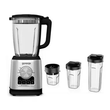 Gorenje B1400 E turmixgép, fekete, 2 sebességfokozat, négyes acélpenge, daráló tartozék, 2 extra palack, 1400 w