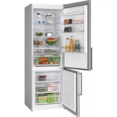 Bosch KGN497ICT alulfagyasztós kombinált hűtőszekrény, nemesacél, 203 cm, 70 cm széles, 311/129 l, nofrost, vitafresh, gyorsfagyasztás, gyorshűtés