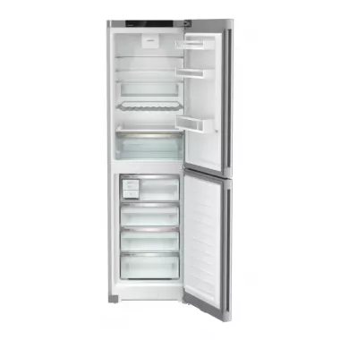 Liebherr CNsfd 5734 alulfagyasztós kombinált hűtőszekrény, ezüst, 201,5cm, nofrost, duocooling, színes tft kijelző, easytwist-ice, easyfresh, freshair, led