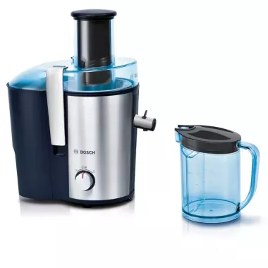 Bosch MES3500 gyümölcscentrifuga, kék-nemesacél kivitel, 2 sebességfokozat, 1.25 literes gyümölcslé tartály, 700 w