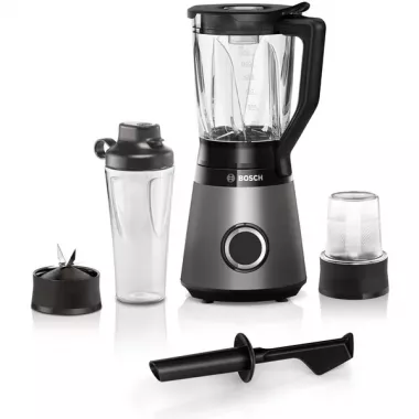 Bosch MMB6177S turmixgép, ezüst, 2 fokozat+impulzus, 1,5 l-es thermosafe kancsó, togo kulacs, aprító, proedge pengék, 1200 w