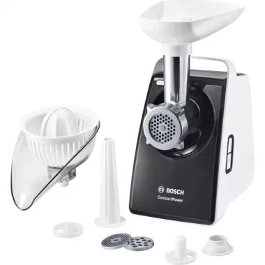 Bosch MFW3630A húsdaráló, fehér, 1,9 kg/perc daráló kapacitás, 3 db daráló tárcsa, kolbásztöltő tartozék, aprító, 1600 w