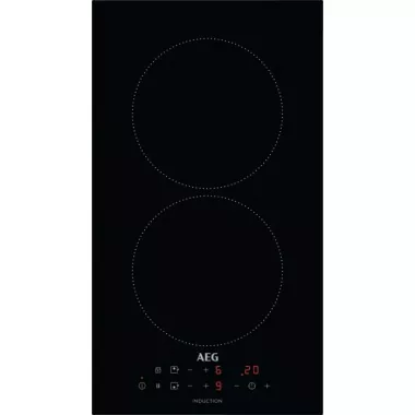 AEG IKB32300CB beépíthető dominó indukciós főzőlap, 2 főzőzóna, érintővezérlés, időzítő, gyors felfűtés, 29 cm
