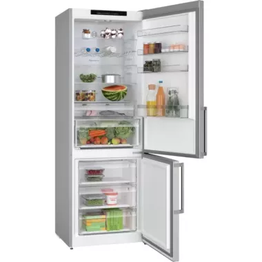 Bosch KGN49VICT alulfagyasztós kombinált hűtőszekrény, nemesacél, 203 cm, 70 cm széles, 311/129 l, nofrost, vitafresh, gyorsfagyasztás, gyorshűtés