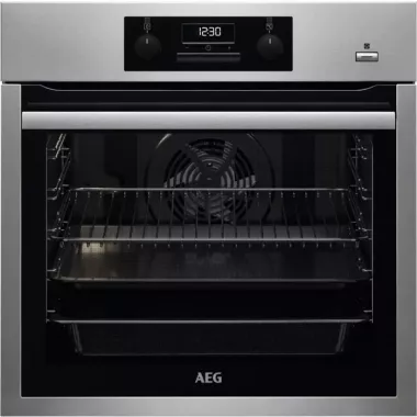 AEG BES351111M SteamBake beépíthető sütő, inox, gőzfunkcióval, hot air, led kijelző, teleszkópos sütősín, 72 l