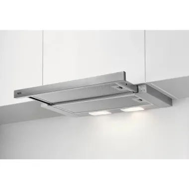 AEG DPB3632S beépíthető teleszkópos páraelszívó, 60 cm, 410 m3/óra, felső szekrénybe építhető, 2 zsírszűrő, led világítás