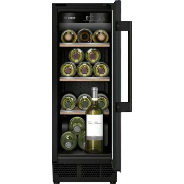 Bosch KUW20VHF0 beépíthető borhűtő, fekete, 82 cm, 58 l - 21 palack, elektronikus vezérlés, pult alá építhető