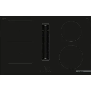 Bosch PVS811B16E beépíthető indukciós főzőlap beépített páraelszívóval, 80 cm, érintővezérlés, booster funkció, időzítő, 622 m3/h elszívási teljesítmény, 61-69 db/a
