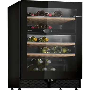Bosch KWK16ABGB borhűtő, fekete, 82 cm, 120 l - 44 palack, 2 hőmérséklet-zóna, elektronikus vezérlés