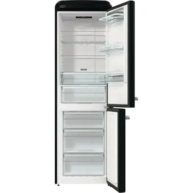 Gorenje ONRK619DBK Old Timer alulfagyasztós kombinált hűtőszekrény, fekete, nofrost, 194 cm, 204/96 l, multiflow, fastfreeze, freshzone