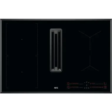 AEG CCE84543FB beépíthető indukciós főzőlap beépített páraelszívóval, 80 cm, 4 indukciós zóna, bridge funkció, érintővezérlés, booster funkció, 630 m3/h elszívási telj.