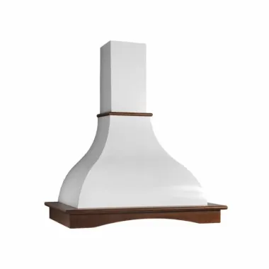 KDesign PETRA 90 T600 fali kürtős rusztikus páraelszívó, 90 cm széles, fehér, pácolható natúr fa szegély, 562 m3/óra, tolókapcsolós vezérlés