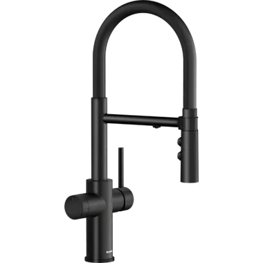 Blanco CATRIS-S FLEXO FILTER Silgranit mosogató csaptelep, matt fekete, rugalmas gumitömlő, víztisztítóra csatlakoztatható, kényelmesen rögzíthető zuhanyfej