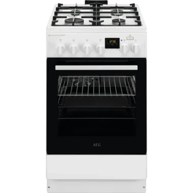 AEG CKB56490BW PlusSteam kombinált tűzhely, 50 cm, 58 l, gőzfunkció, airfry sütőtálca, digitális óra, fehér