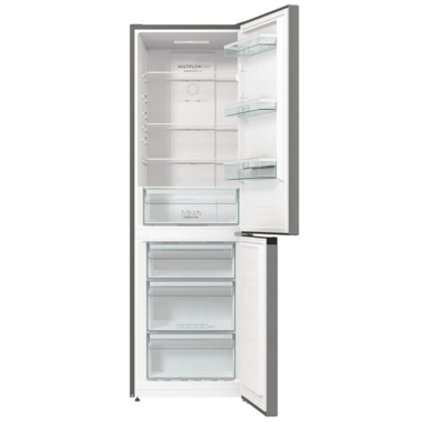 Gorenje N61EA2XL4 alulfagyasztós kombinált hűtőszekrény, 185 cm, 204/96 l, nofrost, led kijelző az ajtón, fastfreeze gyorsfagyasztás, freshzone, szürke