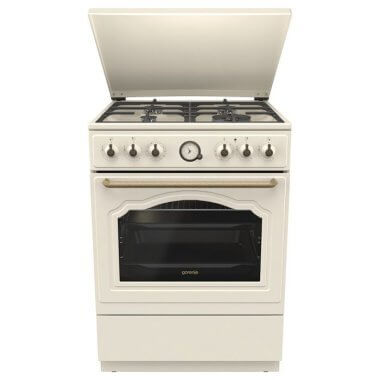 Gorenje GKS6C71CLI kombinált tűzhely, bézs, 60 cm, extrasteam gőzfunkció, aquaclean, airfry funkció, teleszkópos sütősín, fém dísztető