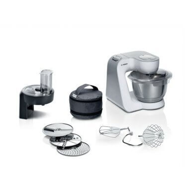 Bosch MUM58210 konyhai robotgép, fehér, 3d-s keverés, dagasztószár, keverőszár, habverő, 3 féle szeletelő/reszelőkorong, 1000 w