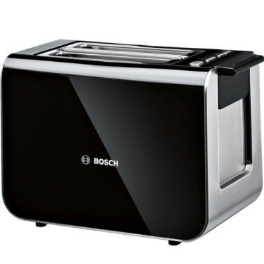 Bosch TAT8613N kenyérpirító, styline, fekete, 9 pirítási fokozat, mirrorheating, kiolvasztás, melegítés, melegítőrács, 860 w