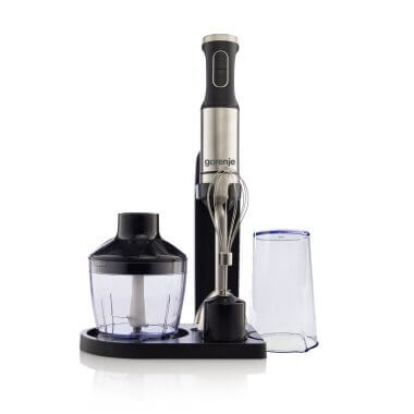 Gorenje HBX1000EB botmixer, inox, dc motor, négyes acél penge, keverőedény, habverő, aprító edény, 1000 w