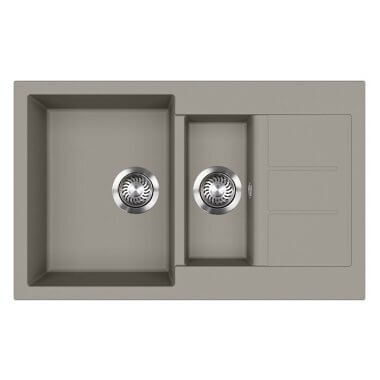 Evido Cubo 6S Compact gránit mosogató, kompakt kialakítás, forgatható kivitel, gyümölcsmosó, két furattal /platina/