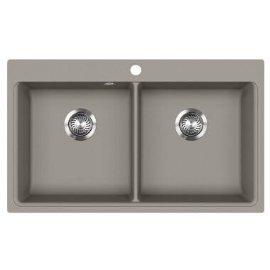 Evido Quadro 9 gránit mosogató, 2 medencés kivitel, egy furattal /platina/
