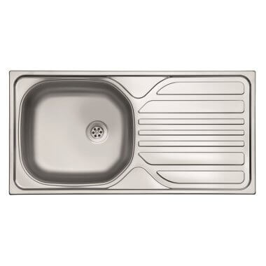 Evido BASIC rozsdamentes acél mosogató, rozsdamentes acél, egymedence csepegtetővel, natúr, 1 1/2" lefolyó garnitúra
