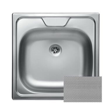 Evido PANEL rozsdamentes acél mosogató, rozsdamentes acél, egymedence csepegtetővel, szövetmintás, 1 1/2" lefolyó garnitúra