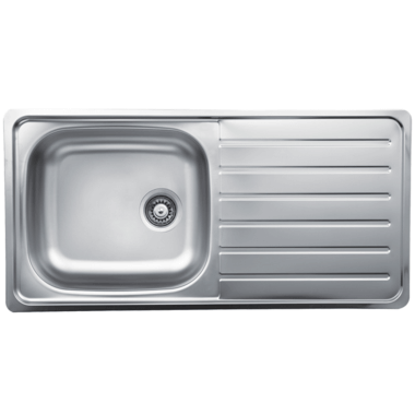 Evido Typon XL 6S rozsdamentes acél mosogató, rozsdamentes acél, egymedence csepegtetővel, natúr, 1 1/2" lefolyó garnitúra