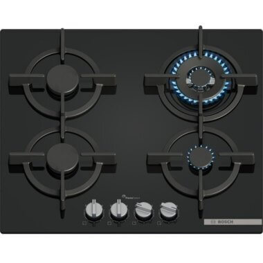 Bosch PPH6A6I10 beépíthető gázfőzőlap, 60cm, wok, üveglapos kivitel, elölgombos vezérlés, flameselect, szikragyújtás, öntöttvas rács