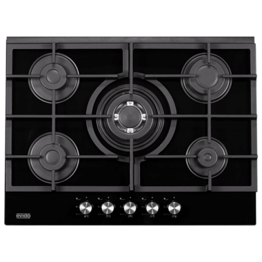 Evido Murano 70B beépíthető üveglapos gázfőzőlap, 70cm, üveglapos, wok, elölgombos vezérlés, szikragyújtás, öntöttvas edénytartók