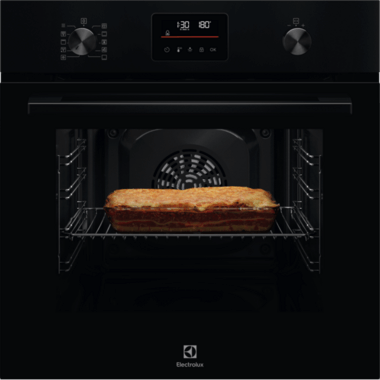 Electrolux LOF4P06BK SurroundCook beépíthető elektromos sütő, pirolitikus tisztítás, tekerőgomb led kijelzővel, hőlégbefúvás, grill, gyorsfelfűtés, 65l