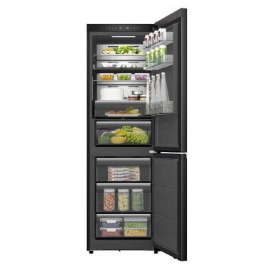 Hisense RB5K330GSFD alulfagyasztós kombinált hűtőszekrény, fekete, nofrost, 185,6cm, 215/115 l, wifi, multi air flow, metalcooling, gyorsfagyasztás