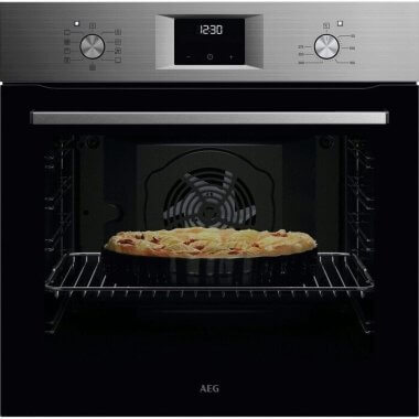 AEG  OA5AB21SM SteamBake beépíthető sütő, gőzfunkció, led kijelző, aquaclean tisztítás, süllyesztett gombok, teleszkópos sütősín, 72 l