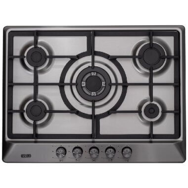 Evido Valeo 70X beépíthető gázfőzőlap, 70cm, 5 gázégő, elölgombos vezérlés, szikragyújtás, öntöttvas edénytartók