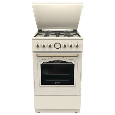 Gorenje GKS5C71CLI kombinált tűzhely, 50 cm, classico design, gőzprogramok, airfry, aquaclean, teleszkópos sütősín, tető, bézs