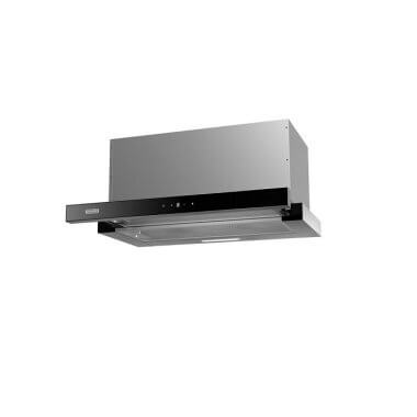 Evido Slimlux 60TC beépíthető teleszkópos páraelszívó, fekete üveg front, 60 cm, 447 m3/óra, érintővezérlés, led világítás