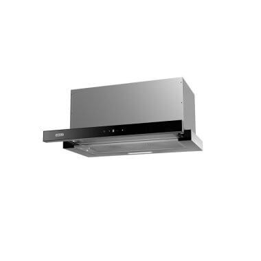 Evido Slimlux 50TC beépíthető teleszkópos páraelszívó, fekete üveg front, 50 cm, 447 m3/óra, érintővezérlés, led világítás