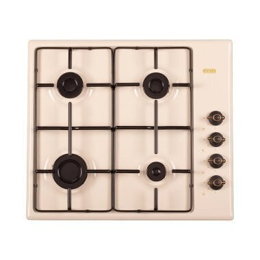 Evido RUSTIC-H 60C beépíthető gázfőzőlap, 60 cm, 4 gázégő, oldalgombos vezérlés, szikragyújtás, zománcozott edénytartók