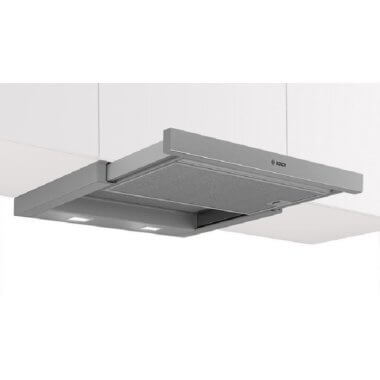 Bosch DFL064W54 beépíthető teleszkópos páraelszívó, nemesacél, 60 cm, 394 m³/h, felső szekrénybe építhető, 2 zsírszűrő, fém előlap nélkül
