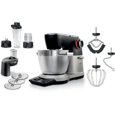 Bosch MUMS8ZS22 konyhai robotgép, fekete, 3d-s keverés, beépített mérleg, dagasztókar, keverőszár, habverő, 1800 w