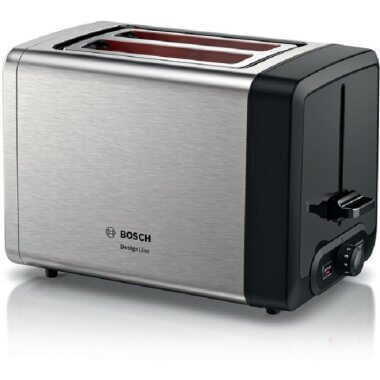 Bosch TAT4P420 kenyérpirító, designline, nemesacél, fokozatmentes teljesítményszabályzó, kiolvasztás, melegítés, 970 w